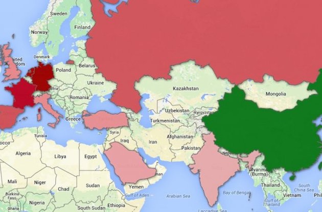 Принцип домино: аналитики создали карту влияния на мир девальвации юаня