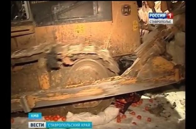 В России бульдозером раздавили 255 кг санкционных мандарин из Турции