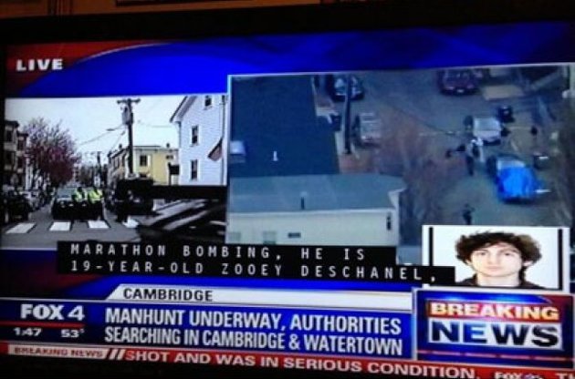 Телеканал Fox перепутал бостонского террориста с голливудской актрисой Зоуи Дешанель