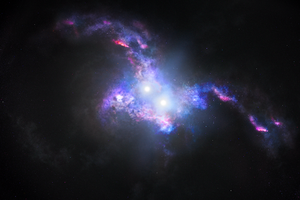 «Хаббл» сделал снимок квазаров в сливающихся галактиках