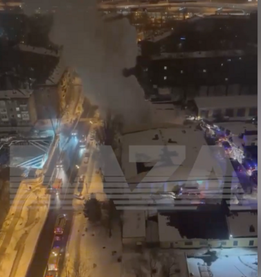 В Москве очередной пожар, на этот раз в воинской части (видео)