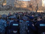 Протест у военной базы России в Гюмри, Армения. 14 января. Фото: Новости Армении