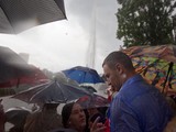 Запуск фонтанів на Русанівському каналі в Києві