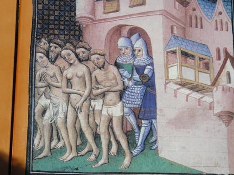 Жителей Каркассона в 1209 году изгоняют из города во время осады войсками Симона де Монфора 