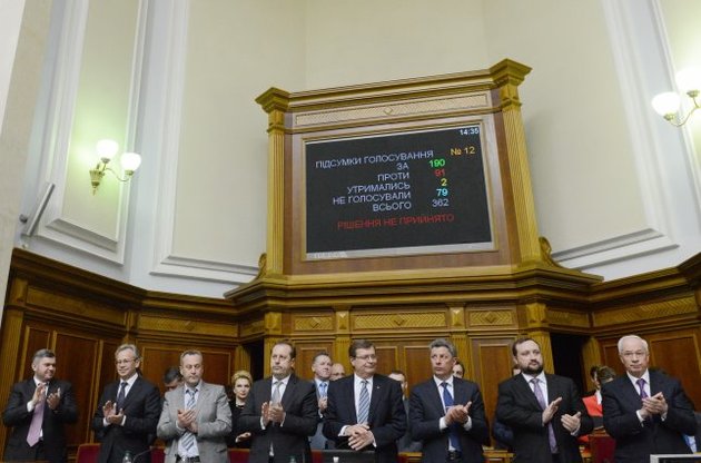 За отставку правительства Николая Азарова 19 апреля проголосовали только 190 депутатов