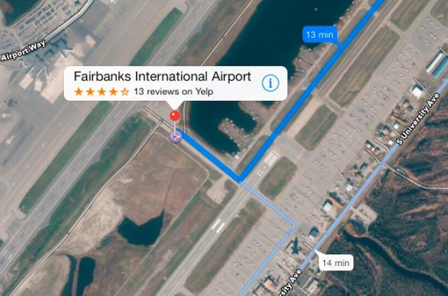 Карты Apple на Аляске направляют водителей прямо на взлетные полосы аэродрома
