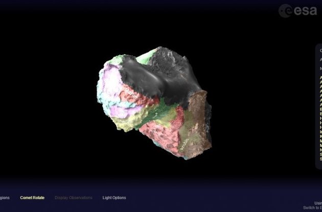 Европейское космическое агентство опубликовало интерактивную карту кометы Чурюмова-Герасименко