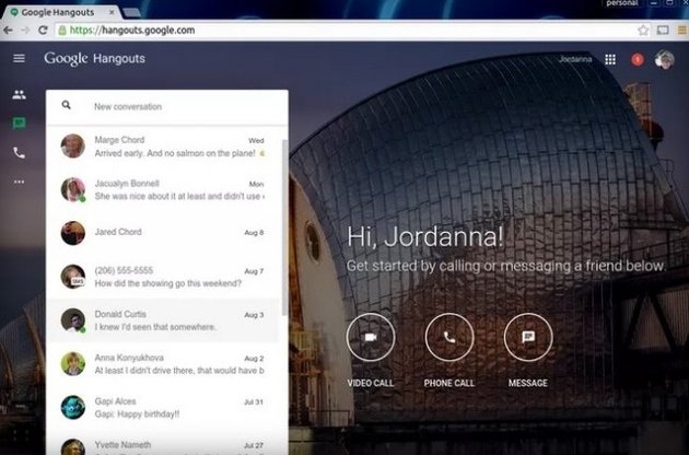 Новый сайт Google Hangouts
