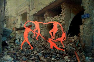 Сирийский художник делает коллажи из шедевров живописи и разрушенных домов