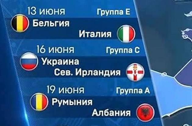 Телеканал "Матч-ТВ" перед Євро-2016 позначив Україну російським прапором