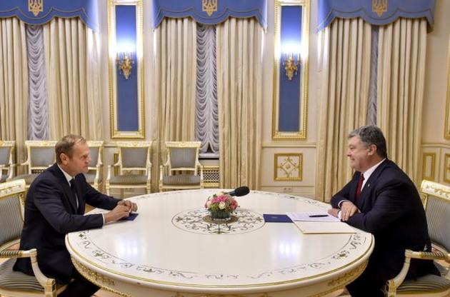 Порошенко и Туск согласовали позиции по ратификации Соглашения об ассоциации и безвизовому режиму