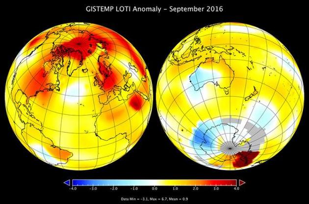 NASA назвало сентябрь 2016 года самым жарким за всю историю наблюдений
