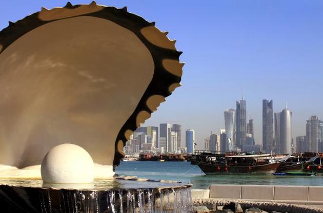 Фонтан "раковина и жемчужина" в центре Дохи