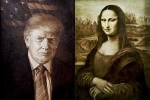 Украинский художник рисует огнем Джоконду и Трампа