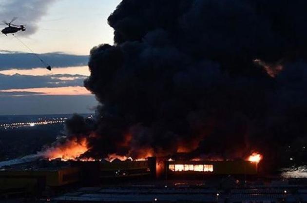 Сгоревший торговый центр в Москве показали с высоты птичьего полета