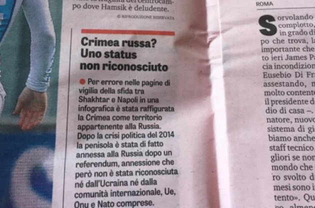 Gazzetta dello Sport вибачилася за статтю з "російським Кримом"