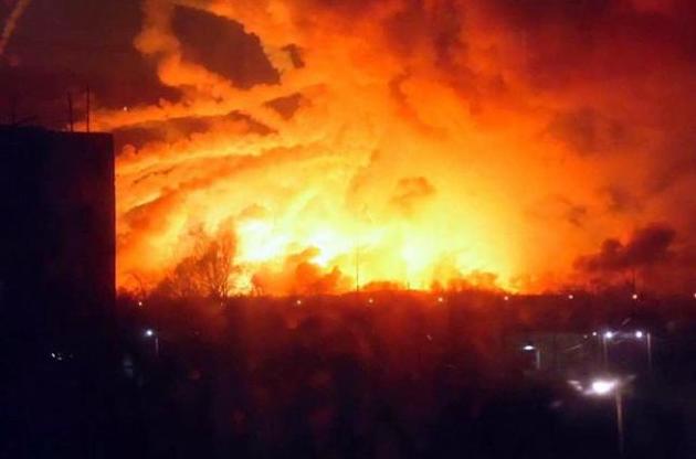 Опубликованы видео взрывов на складе боеприпасов в Калиновке