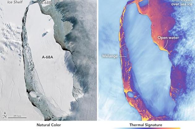 Спутники NASA получили снимок гигантского айсберга в Антарктиде