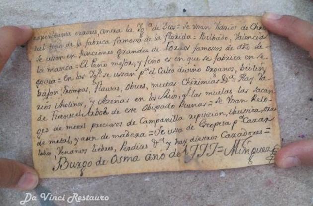 Лист написаний священиком Хоакіном Мінгесом і датується 1777 роком