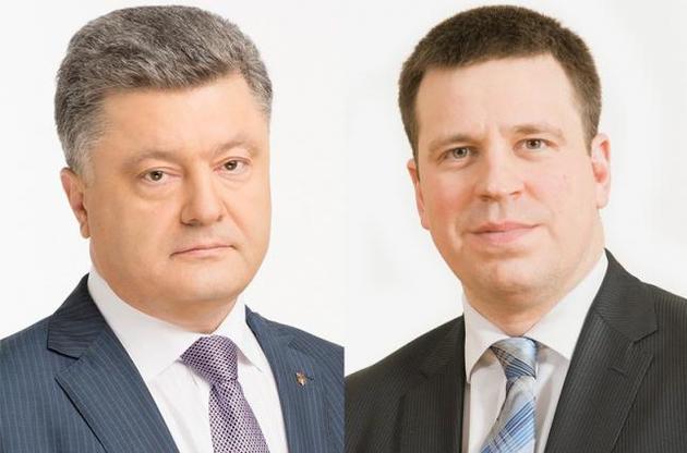 Эстонский премьер поблагодарил Порошенко за оперативное вмешательство работу украинского правительства