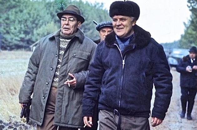 Владимир Щербицкий с Леонидом Брежневым в охотничьем хозяйстве «Залесье»,
Киевская область, 1976 г.