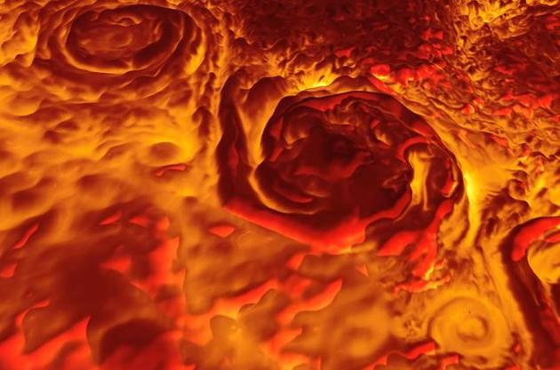 NASA показало інфрачервону анімацію північного полюса Юпітера