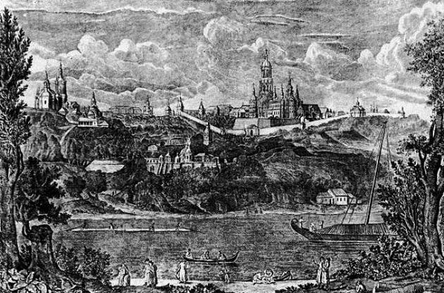 Панорама Киева. Гравюра XVIII века