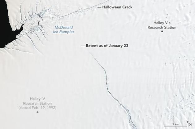 NASA показало знімок майбутнього гігантського айсберга