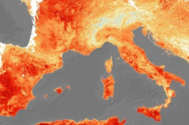 ESA показало снимок аномальной жары в Европе из космоса