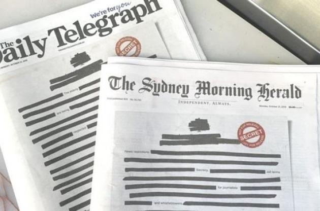 Австралийские газеты вышли с первыми полосами, оформленными как материалы с цензурной правкой
