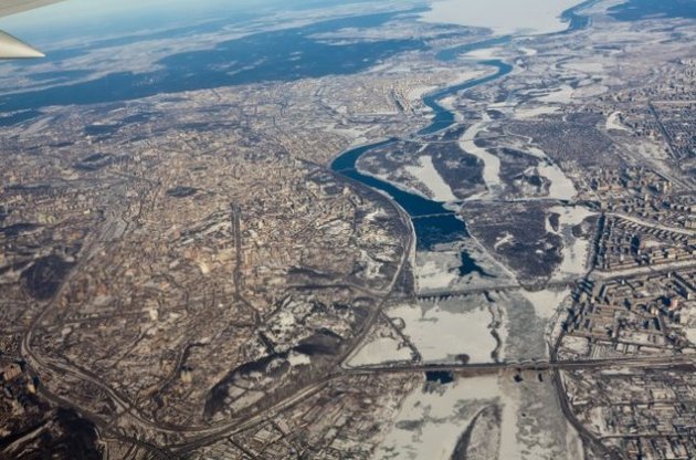 Зимний Киев с высоты птичьего полета