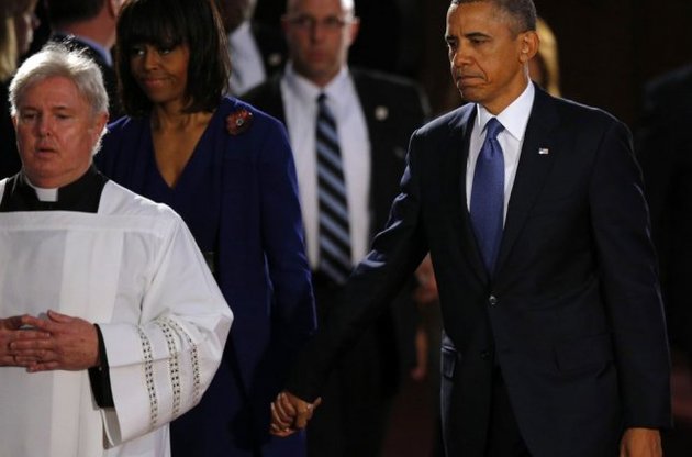 Барак Обама на траурной церемонии