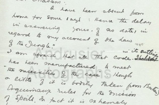 Обнаружено письмо Киплинга с признанием в плагиате историй о Маугли