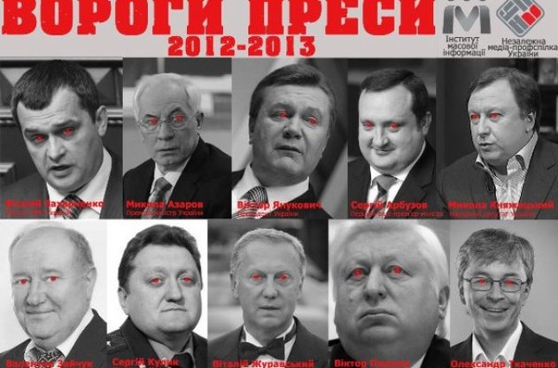 Азаров и Янукович названы главными врагами свободы слова в Украине