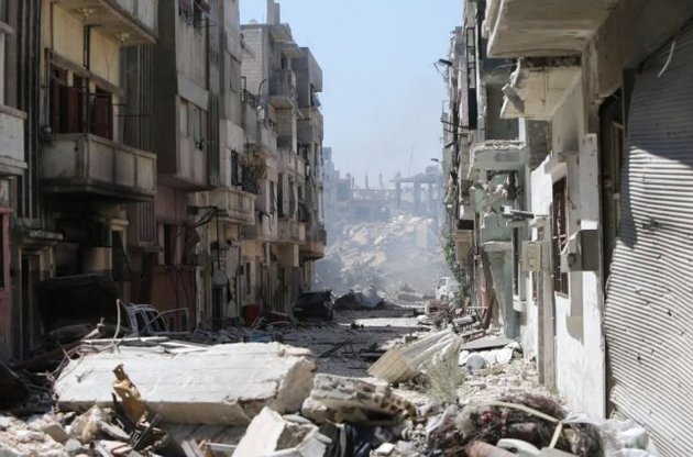 Разрушенная улица в Сирии