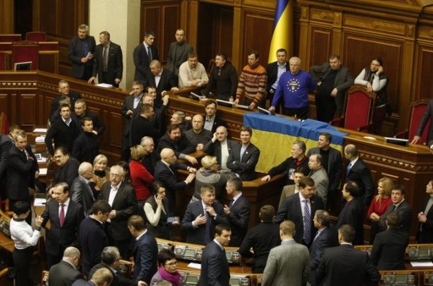 Рада снова заблокирована оппозиционными депутатами. Заседание закрыто