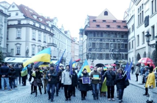 В Праге прошло шествие в поддержку киевского Майдана