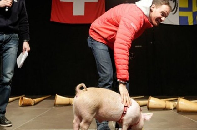 Швейцарскому лыжнику за два олимпийских золота подарили свинью по имени Сочи