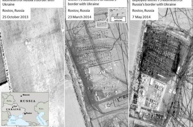 9 мая правительство США публикует снимки военных сил РФ, все еще сосредоточенных у границ Украины