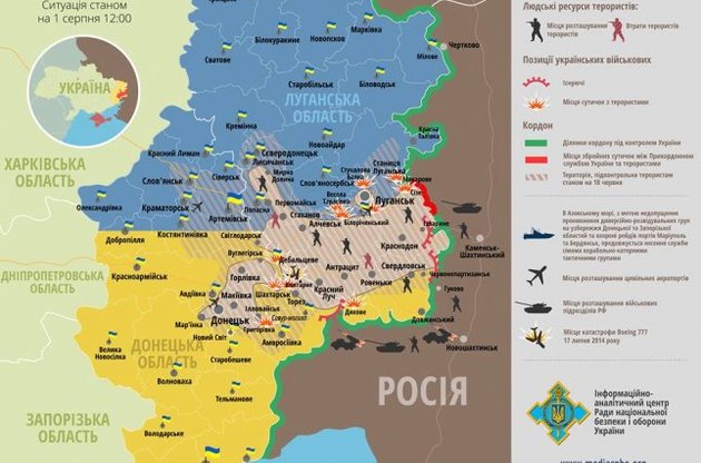 Карта АТО: украинская армия продолжает сужать кольцо вокруг Донецка