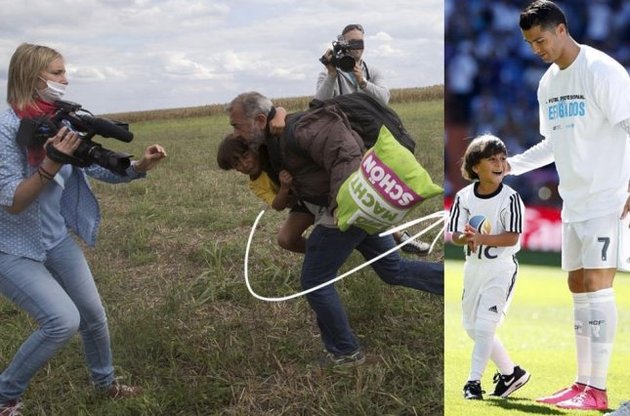 Роналду вышел на поле с сыном беженца, которому поставила подножку журналистка