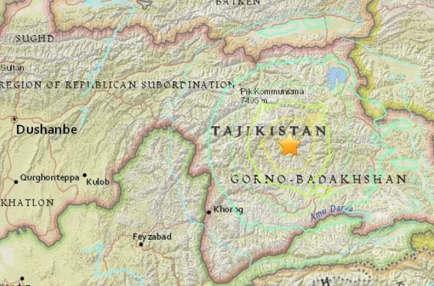 В Таджикистане рядом с озером Сарез произошло 7-балльное землетрясение