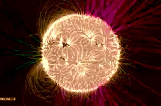 NASA представило компьютерную модель магнитного поля Солнца