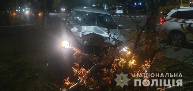 Участковый на "Фольксвагене" сбил двух человек на пешеходном переходе и врезался в дерево