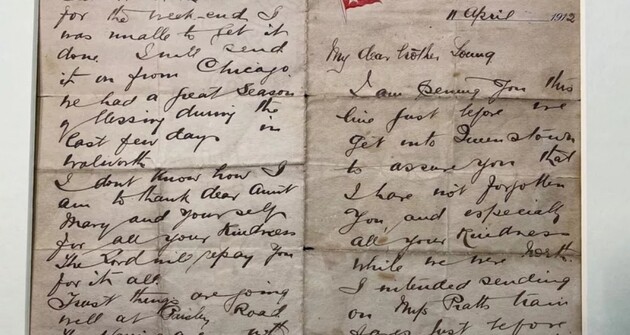Письмо погибшего на «Титанике» пастора продадут на аукционе