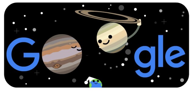 Google посвятил дудл сближению Сатурна и Юпитера