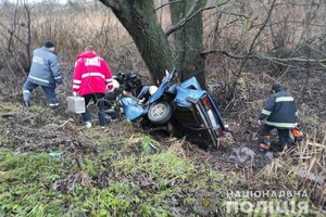 На Житомирщине автомобиль врезался в дерево: трое погибших