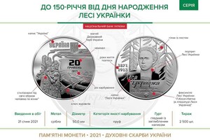 НБУ вводит в обращение памятную монету, посвященную Лесе Украинке
