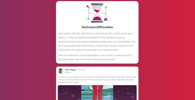 Parler частково відновила роботу