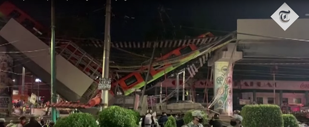 В Мехико обрушился мост метро — есть погибшие